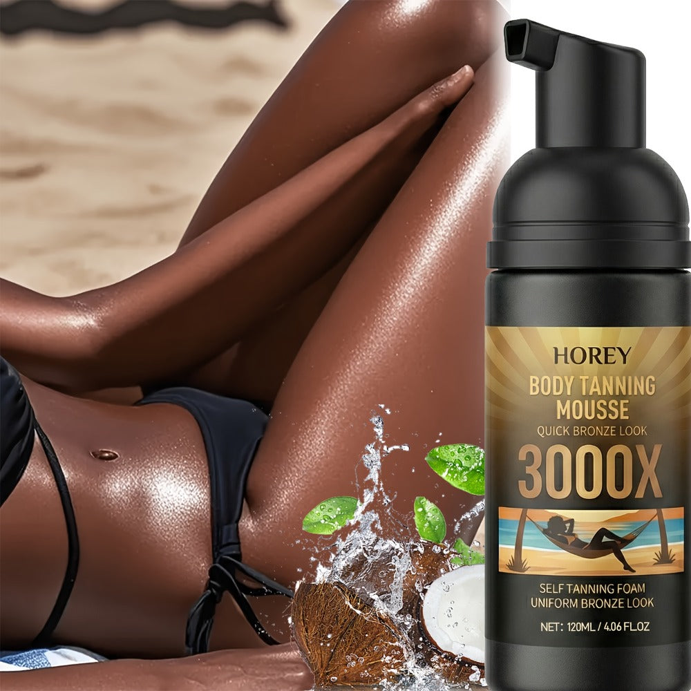 3000X 4.06oz Summer Deep Brown Tanning Mousse- Enriched with Carrot And Coconut Oil- Summer Glow for Bronzed Skin- Hydrating& Tanning- Fashionable Wheat-Toned Complexion- Effect: Medium-Dark to Dark Skin Tones