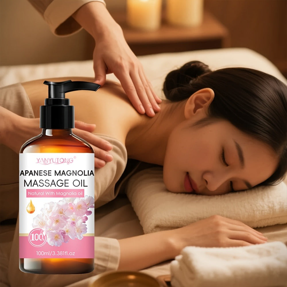 [Natural]3.38oz Cherry Blossom Massage Oil - Nourishing & Hydrating Formula with Cherry Blossom, Suitable for All Skin Types, Couples & Massage Use, Gentle & Non-Irritating, Must-Have Skincare Essential | Natural Ingredients | Ideal Holiday Gift