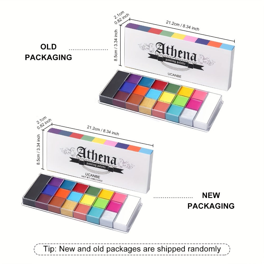 Face Body Paint Palette 20 Colors Oil-Based - Halloween SFX Makeup Kit Black White Flash Tattoo Cosplay Festival Stage Artist Full Size 168g