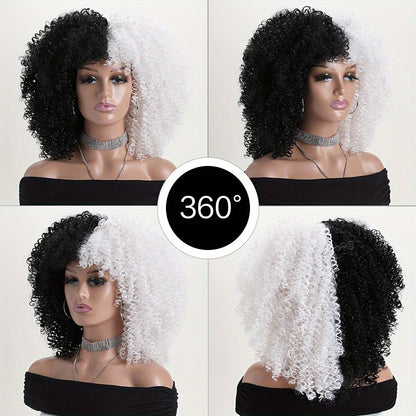 Afro Kinky Curly Wig Synthetic Short 16 Inch — 18 Colors, Heat Resistant, Elastic Net Cap, Women's Fashion Wig for Daily Wear, Cosplay, Party & Music Festival