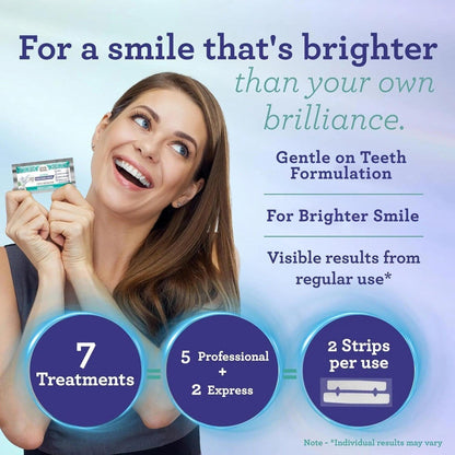 Teeth Whitening Strips 7-Day Treatment with Non-Slip Dry Strip Technology, Hydrogen Peroxide & Coconut Oil Formula, Removes Coffee Wine & Smoking Stains, Easy Peel-Off Design for Brighter Smile