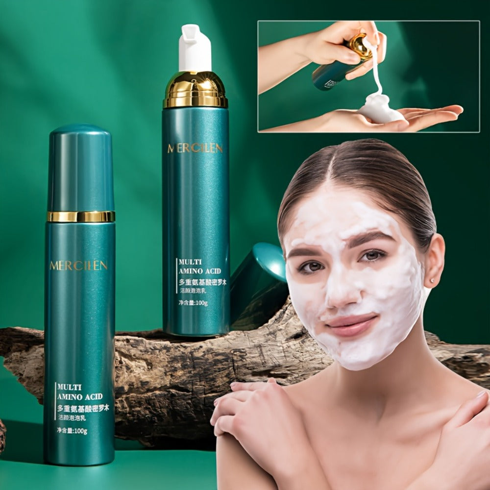 MERCILEN Amino Acid Cleansing Bubble Facial Cleanser - Gentle Non-Irritating Rose Water Acid Formula Deep Cleansing Bubble Mousse the Bubbles Are Fine and Dense Not Tight Deep Light Beige Care Suitable for All Light Beige Types, Daily Travelskincare