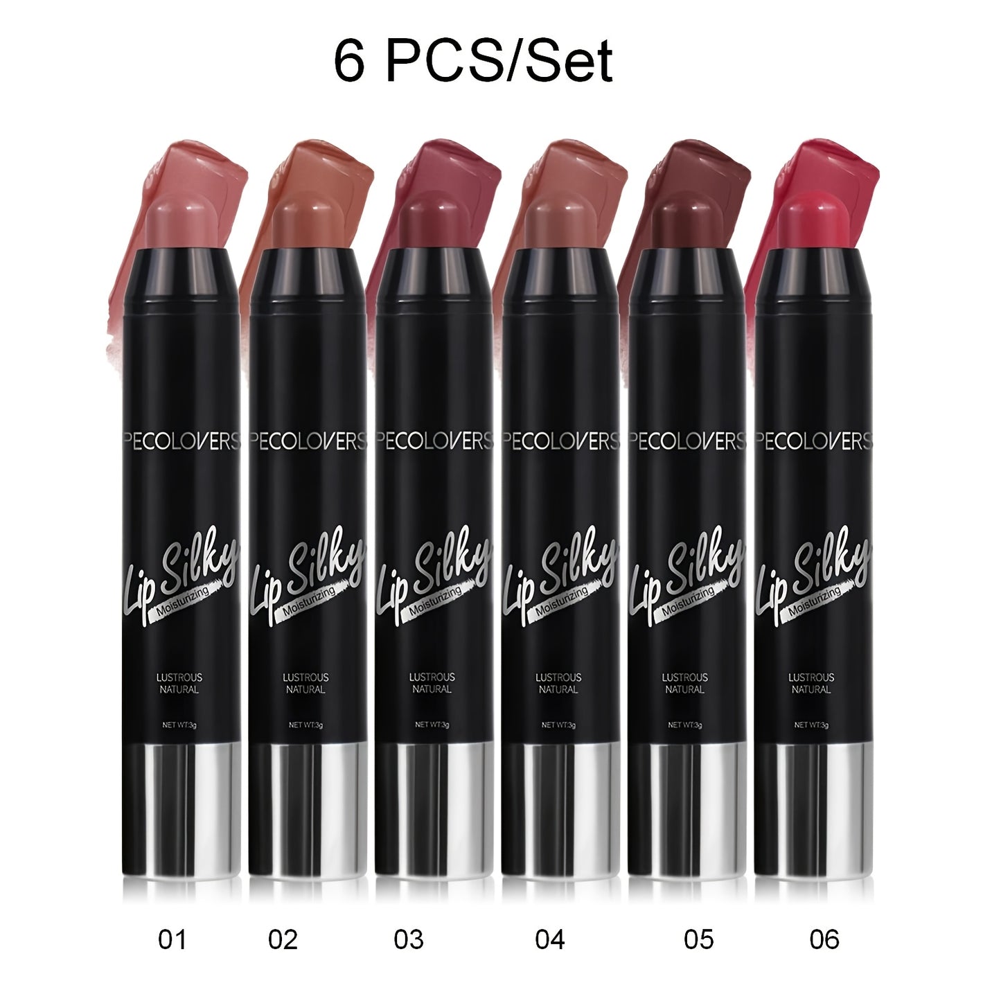 Waterproof Lipstick Set 6pcs — Long-Lasting High Pigment Lip Color with Moisturizing Balm, Red Shades for All Skin Tones, Perfect for Daily & Special Occasion Makeup