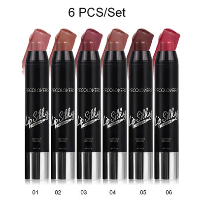 Waterproof Lipstick Set 6pcs — Long-Lasting High Pigment Lip Color with Moisturizing Balm, Red Shades for All Skin Tones, Perfect for Daily & Special Occasion Makeup