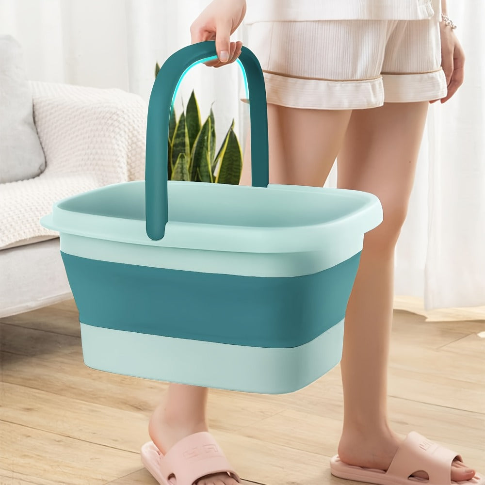 Collapsible Foot Bath Basin Foot Soak Tub, 15L/4 Gallons Large Foot Soaking Tub with Massage Acupoint for Soaking Feet, Pedicure Bowl Foot Spa, Multifunction Plastic Bucket with Handle, Foldable Laundry Basket