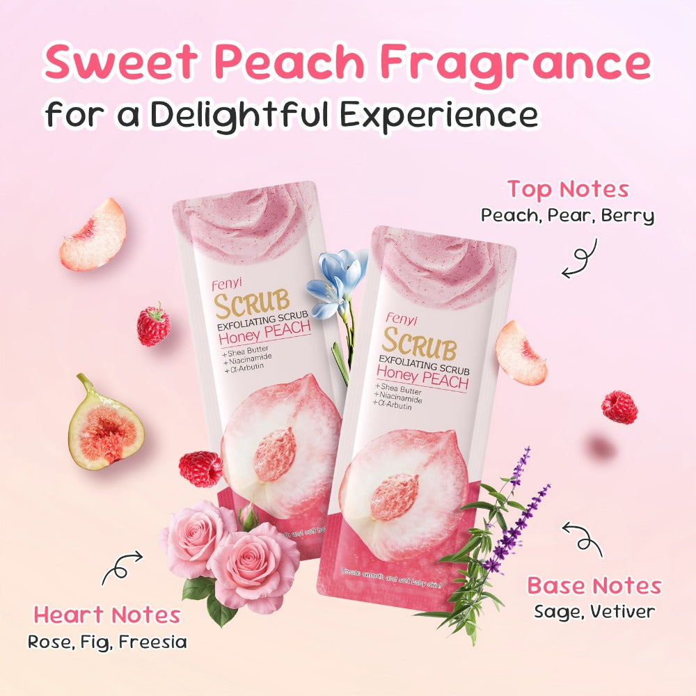 X50pcs Peach Scrub for Feet Body Skin, Gentle Cleansing Moisturizing Smooth And Nourish Skin, Portable for Traveling Holiday Gift for Mother Father Best Friend Christmas Day