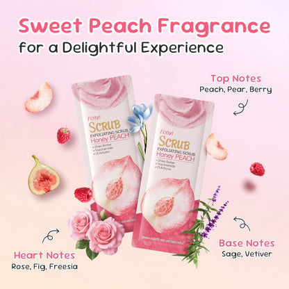 Body Scrub Exfoliating Peach Cream - 50pcs Jojoba Bead Foot & Body Skin Gentle Cleansing Moisturizing Smooth Nourish Portable Travel Size