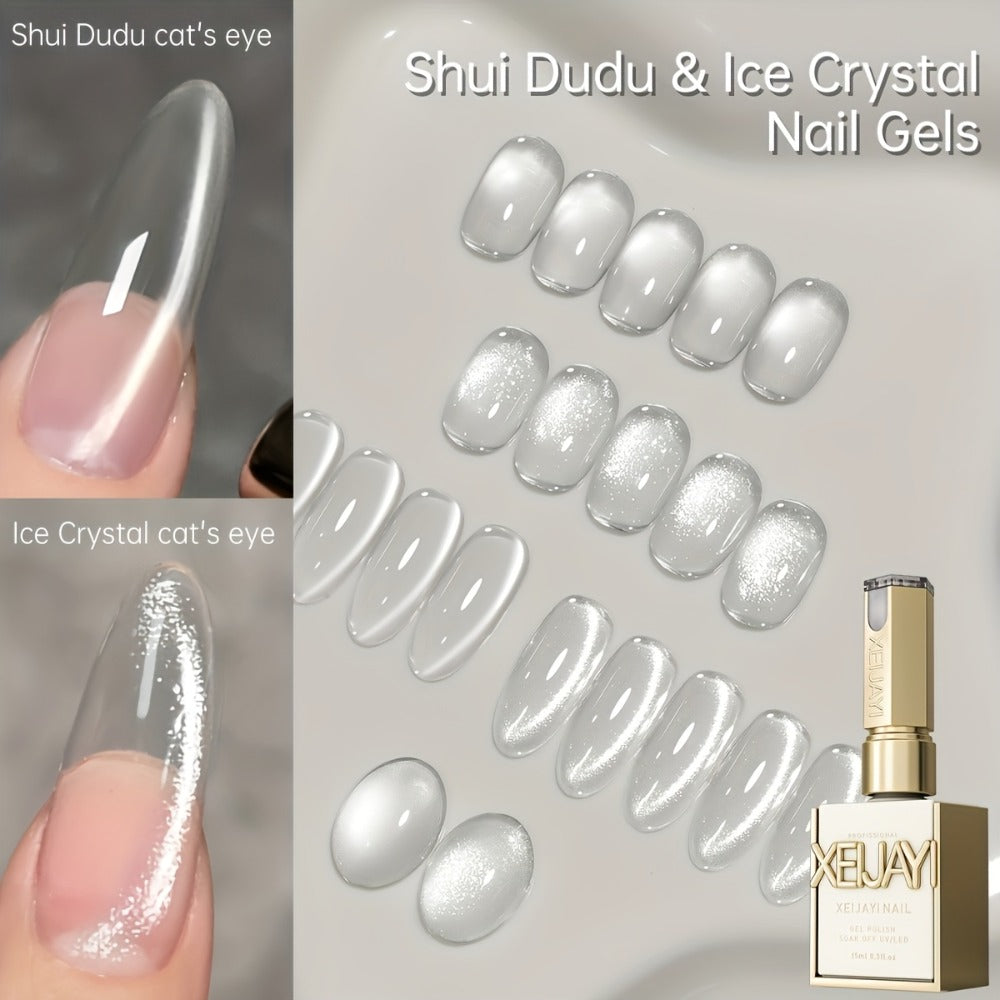 Cat Eye Nail Trends 2025 Holographic Nail Art 2pcs Set 0.51oz Reflective Cat's Eye Magnetic Nail Gel Soaking LED Gel Salon Female Nail Art Tools Fashion Nail Gel