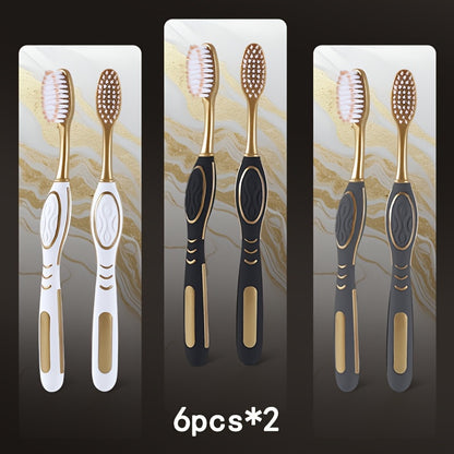 Soft Bristle Toothbrush Travel Set Anti-Slip Olive Handle Full Size Head Gentle Cleaning Oral Care for Adults Couples Household Gloryin 6pcs 12pcs