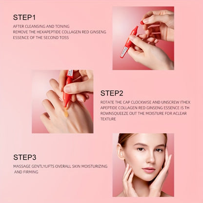 Red Ginseng Collagen Peptide Face Serum Mercilen 6-Peptide Hyaluronic Acid Ceramide Squalane Brightening Moisturizing Anti-Aging Facial Serum Fast Absorbing Non-Greasy Travel Portable 30 Pcs