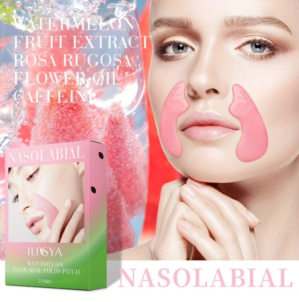 ILISYA Smile Lines Patches, Watermelon Collagen Face Mask, 15 Pairs in 3 Boxes, Contains Niacinamide Caffeine And Variety Plant Extracts, Deep Moisturizing And Hydrating