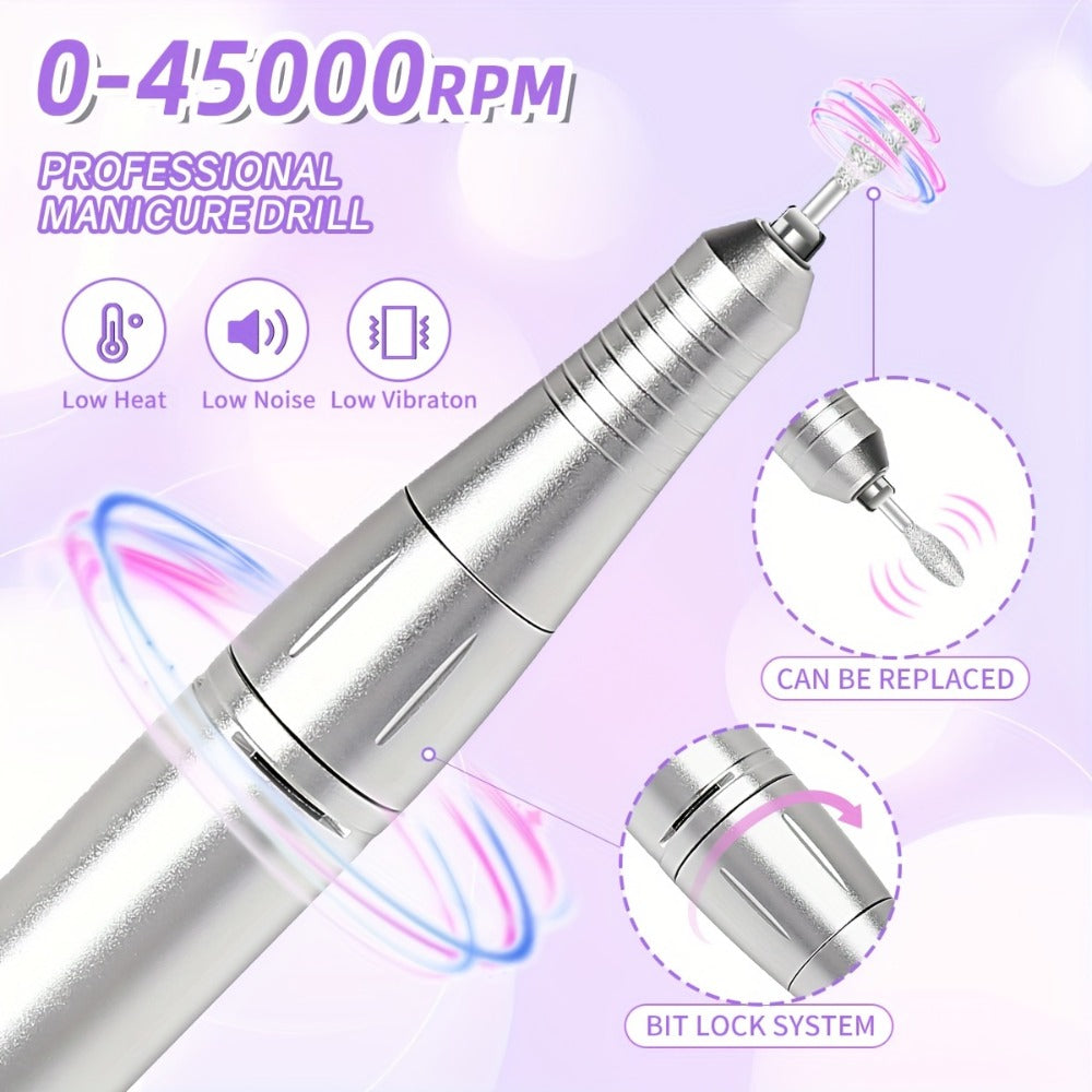 45, 000 RPM Electric Nail Drill Machine for Manicures Featuring an LCD Display, Rechargeable And, Designed for Gel Nails