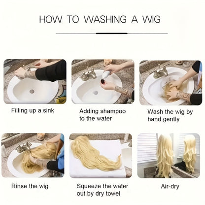 Straight Wig with Bangs for Women — 26 Inch White Ombre Milky Synthetic Wig, Glue Free Ultra Lightweight Breathable, Heat Resistant for Daily Wear Festival Party Cosplay Wedding