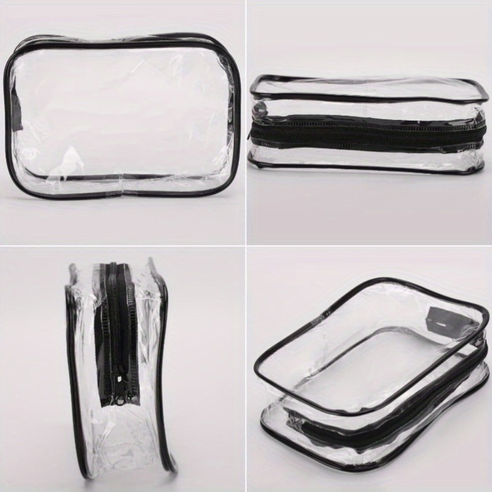 10 packs of PVC transparent makeup bags - Portable travel cosmetics finishing bag with reinforced zipper, fragrance-free, High Quality makeup bag set - Black