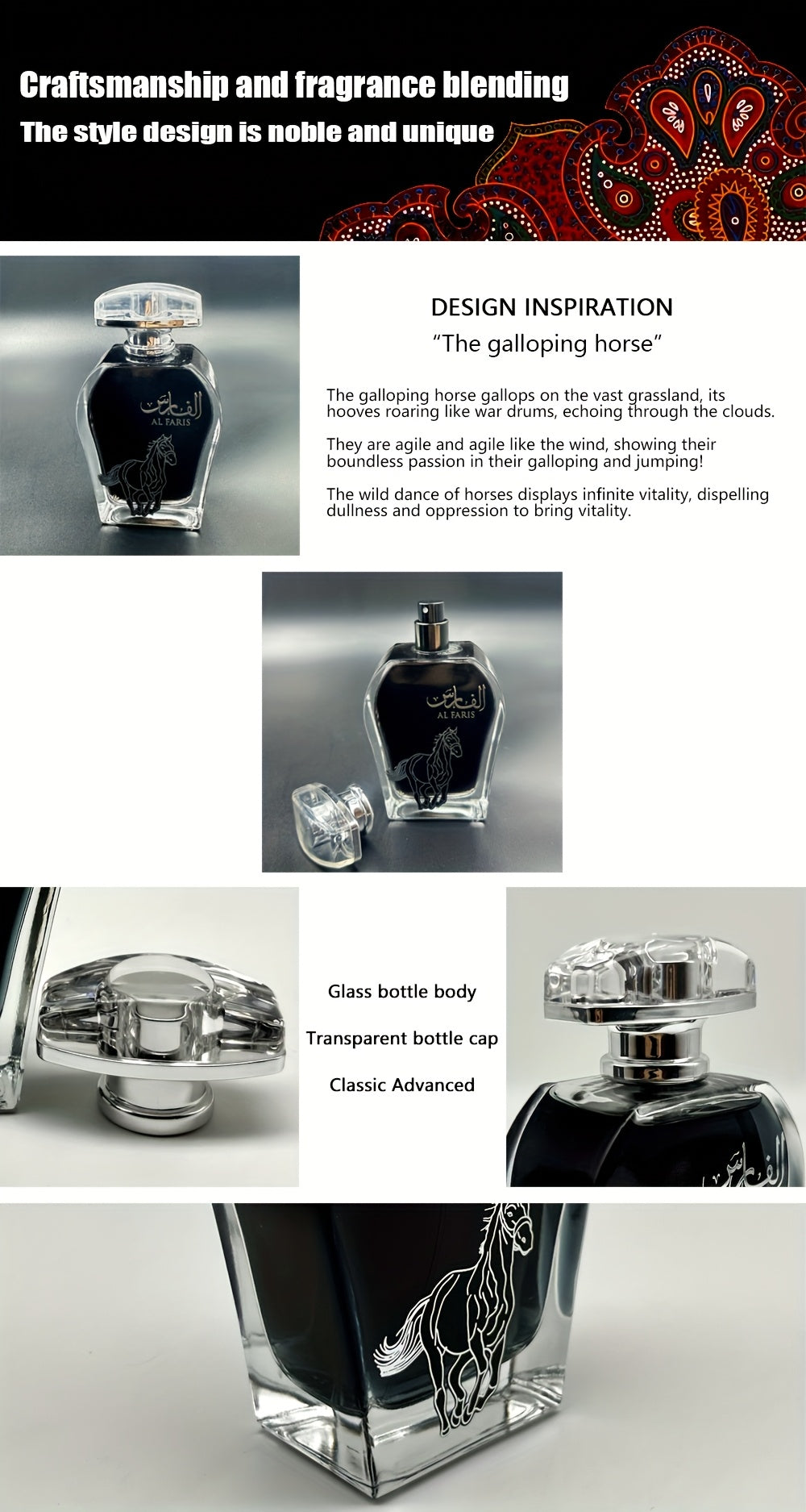 AL FARIS Black Mustang, Men's Perfume In The Middle East Of Dubai, Arabia, Men's Cologne, Men's Eau De Toilette, Men's Clear Perfume, Lasting Good Smell, 3.4oz, Fragrance Rate 18% -25%, Oriental Tone, Increase Male Fremont, Attract The Opposite Sex