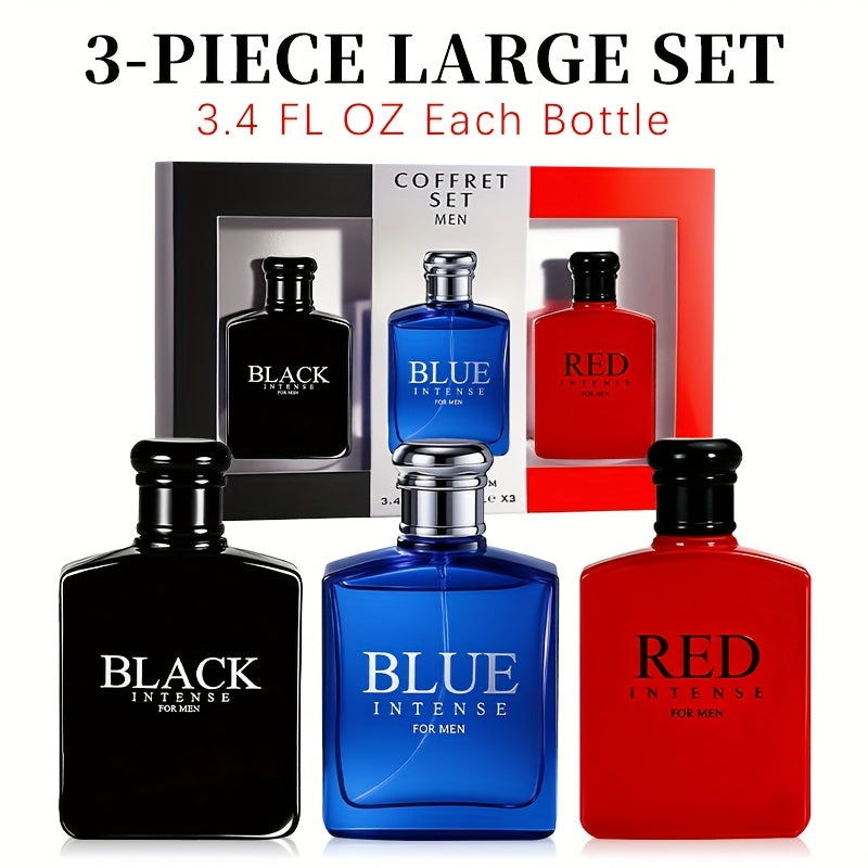 [Men's EDT Gift Set] 3-Piece Men's EDT Gift Set - Absinthe, Lemon & Sage | 1.0 Or 3.4oz Each Bottle | Medium-Intensity Long-Lasting Cologne for Daily, Dating & Holidays