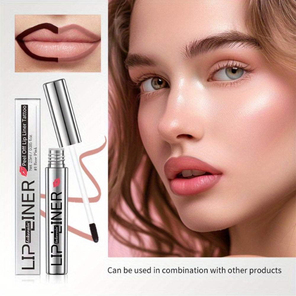 Lip Liner & Lip Stain 2-in-1 Pen Set of 4 — Waterproof Smudge-Proof Matte Lip Tattoo with Natural Acid Formula, Long-Lasting Transfer-Resistant Lip Makeup in 4 Colors