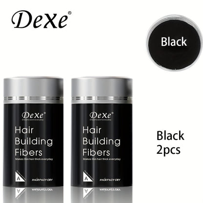 Hair Fiber Powder 2pcs DeXe 22g, Instant Hair Thickening Fibers, 1-Second Adhesion, Natural Fine Finish, Unisex for Men & Women, Travel & Business Ready — Black, Dark Brown