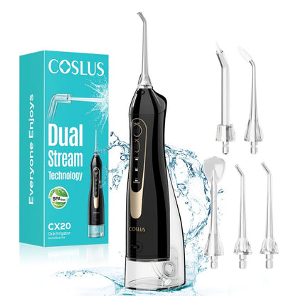 Cordless Water Flosser Portable Oral Irrigator, Rechargeable Electric Teeth Cleaner with Travel-Ready Design, Deep Gum & Teeth Cleaning, Compact 300ml Tank, Available in Black, White & Pink