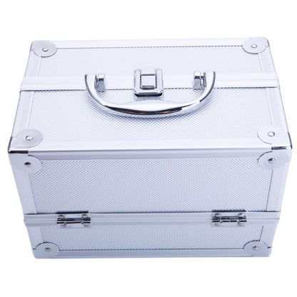 Makeup Train Case with Wheels - Large Aluminum Cosmetic Trolley Organizer, Lockable Travel Makeup Artist Box with Adjustable Dividers, Black Silver Pink