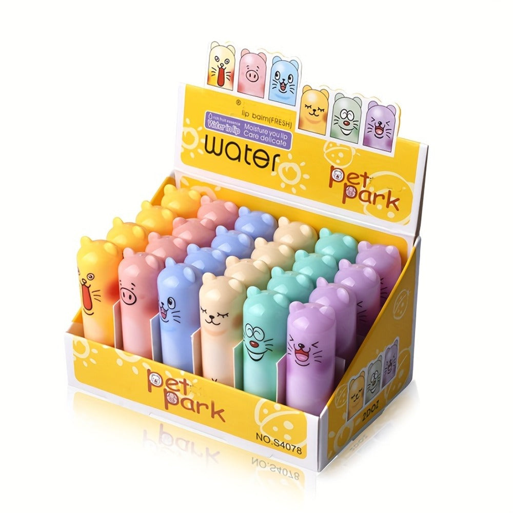 Set of 24 Adorable Lip Balms - Hydrating And Durable, Allergy-Friendly, Shiny End, Appropriate for Every Skin Type, Key Components: Minerals And Plant-Derived Squalane