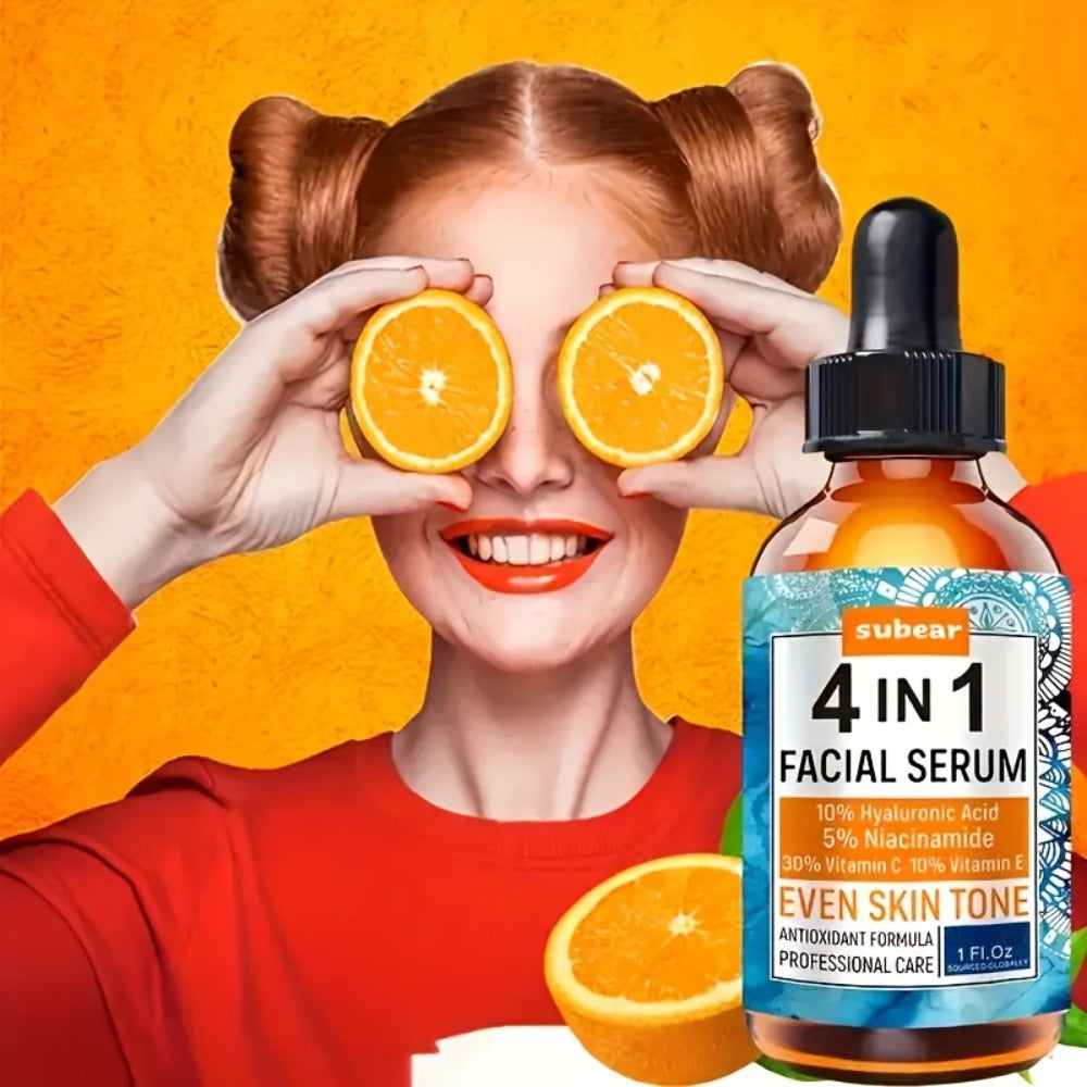 4-In-1 Hyaluronic Acid, Niacinamide, Vitamin C, Vitamin E Facial Serum, Moisturizing, Nourishing Skin, Suitable for All Skin Types 30Ml/1.05Oz (4pcs)