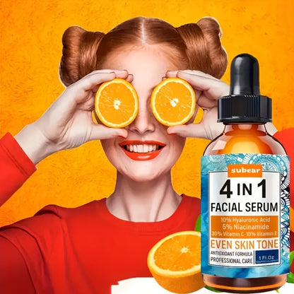 Facial Serum Set 4-in-1 – Hyaluronic Acid, Niacinamide, Vitamin C & Vitamin E Moisturizing & Brightening Serum for All Skin Types, 30ml Each, 4 Pieces