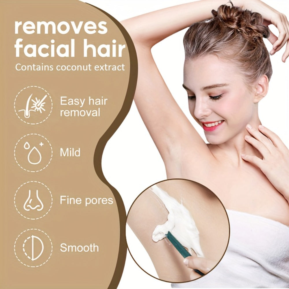150g Coconut Hair Removal Cream, Non-permanent Hair Removal, Painless Hair Removal, Hair Removal Clean And Thorough Without Residue, 3 Minutes Fast Hair Removal, 15 Days Lasting Effect, Suitable for Underarms, Lips, Arms, Thighs, Body, Private Parts, Unde