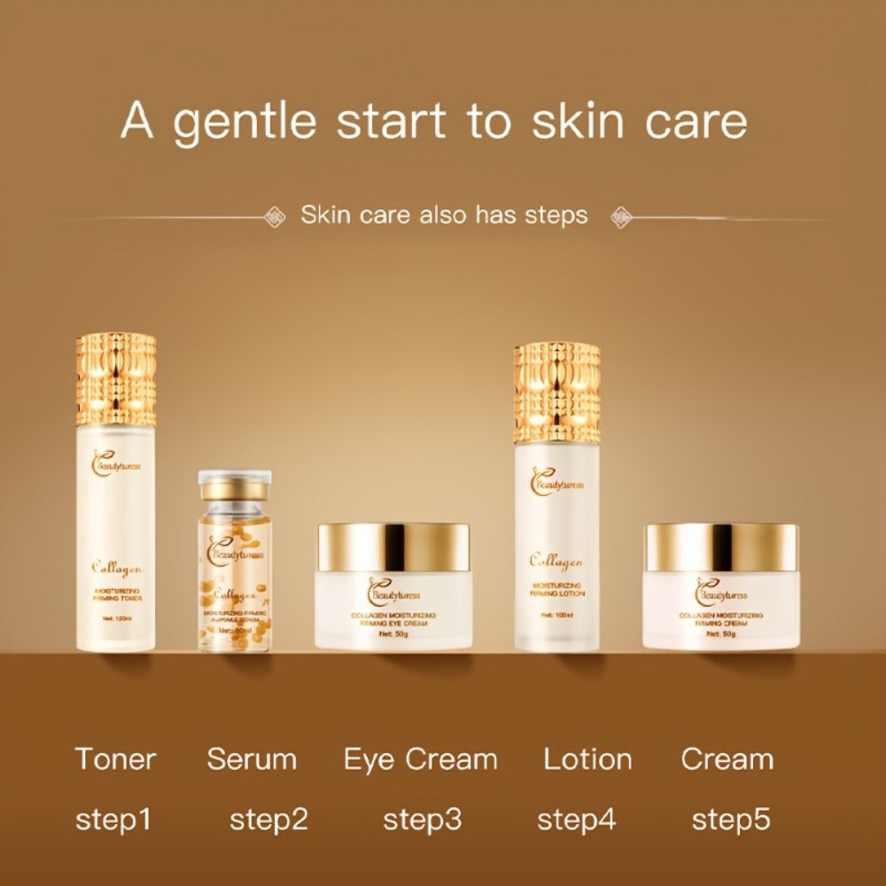 Gentle Korean Skincare Collagen Set - 14pcs Hydrating And Firming with Niacinamide - Moisturizing Face Care Kit, Luxury Gift Kit for Women, Christmas Gift And New Year Present