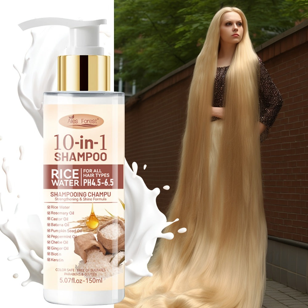 Rice Water Shampoo and Conditioner Set 2pcs — Fermented Rice Water 10-in-1 Hair Care, Volumizing Anti-Frizz Heat Protection, Repairs Damaged Hair for Thicker-Looking Hair