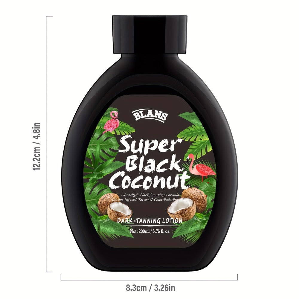 Super Black Coconut 6.76Oz Tanning Cream - Unisex Adult, Medium Skin Tone, Daily Skin Care, All Skin Types, Alcohol-Free, Bpa-Free, Natural Glow, Easy to Apply, Sunless Bronzing Lotion, Natural-Looking Tan