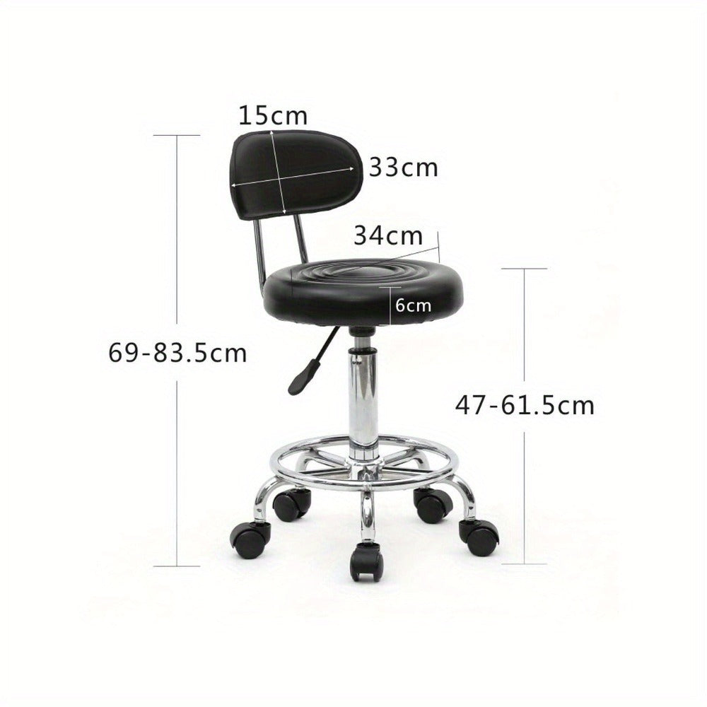 Round Shape Adjustable Salon Stool with Back and Line