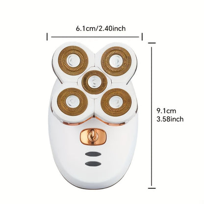 Women's Electric Shaver & Bikini Trimmer - Cordless Painless Hair Removal for Legs, Armpits, Face & Bikini Line, Portable Rechargeable Ladies Razor for Body Grooming, Wet Dry Use, White & Black