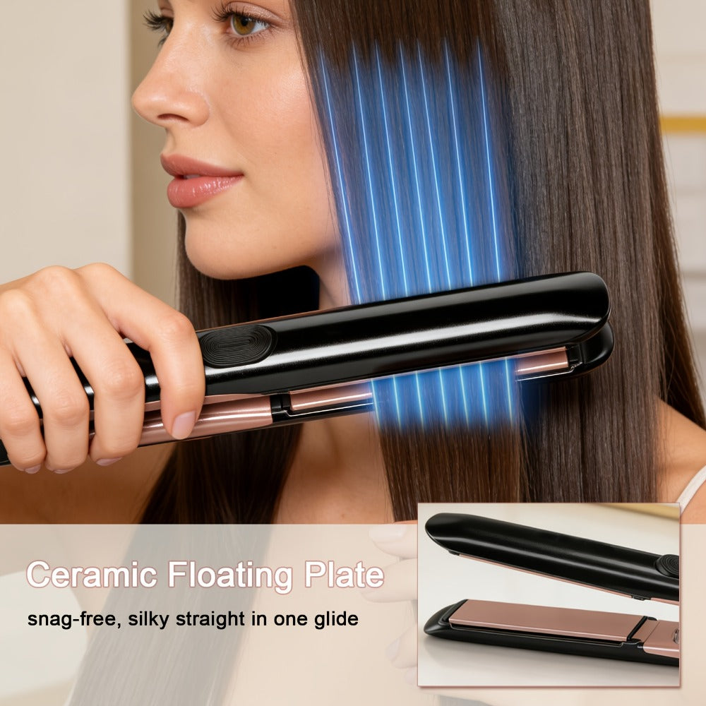 Hair Straightener, 1 Inch Flat Iron Straightener And Curler 2 In 1, Professional Ceramic Ionic Dual Voltage Straightener For Less Frizz, Shinier Smoother Hair