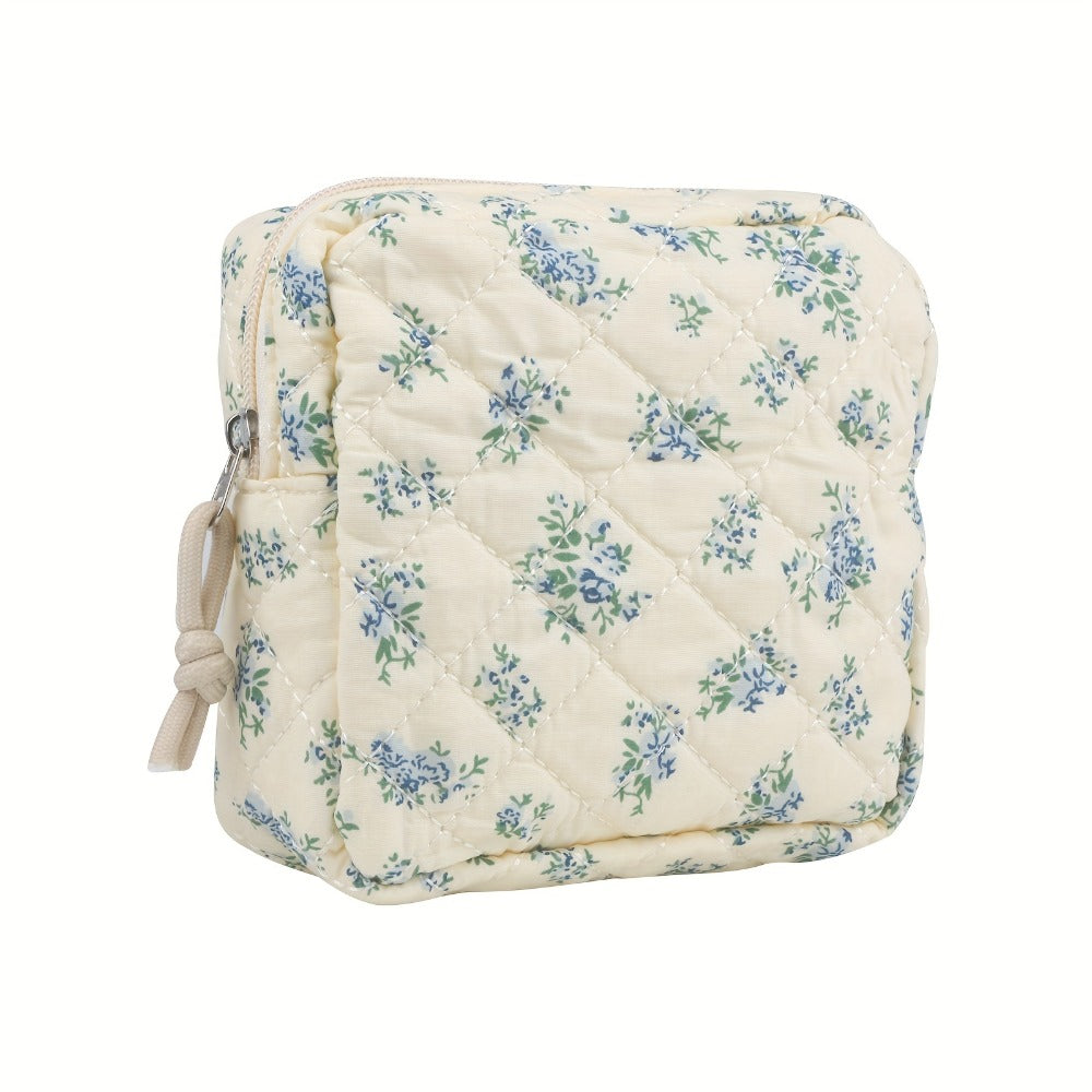 Cute Makeup Bag for Women (4 Pcs), Travel Cosmetic Bags, Quilted Coquette Aesthetic Floral Toiletry Organizer Bag