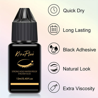 Eyelash Glue Quick Dry — Individual Lash Extensions & DIY Cluster Adhesive, Odorless Black Lash Bond for Self-Grafting, Beginner-Friendly Lash Extension Glue