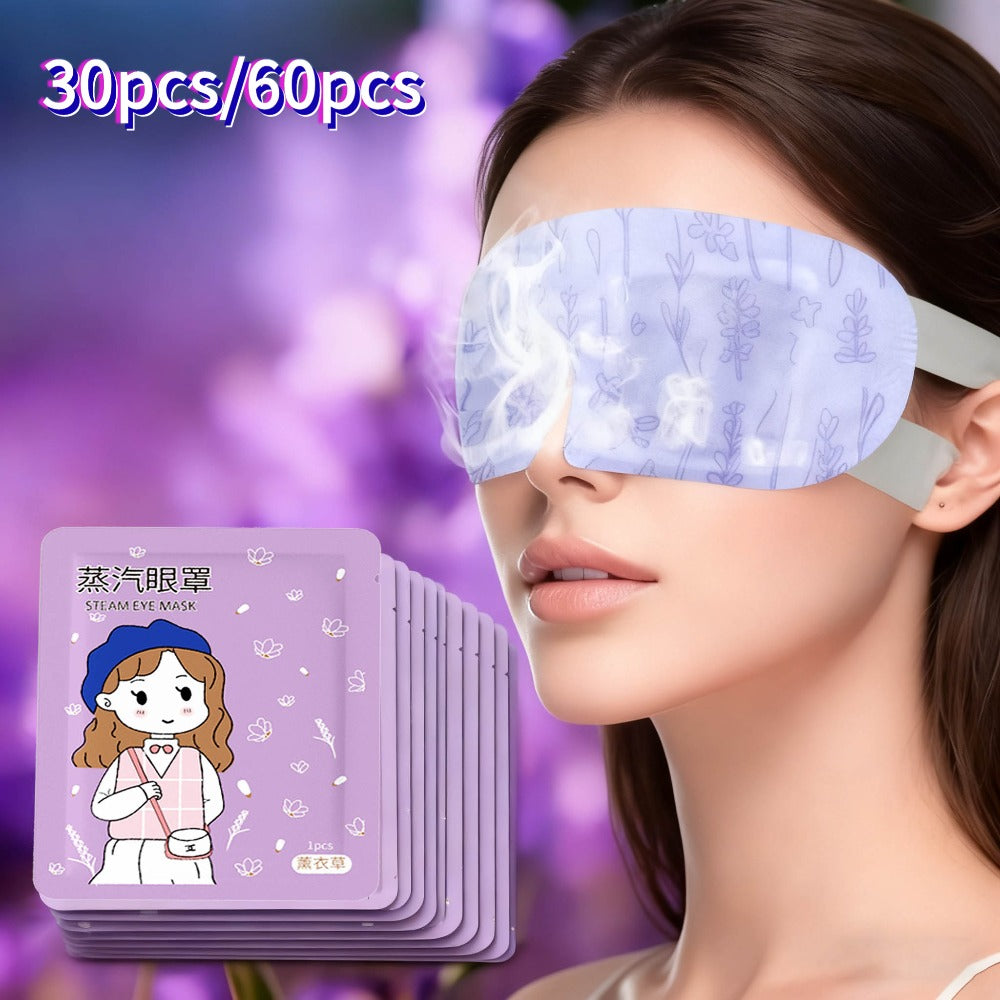 Lavender Steam Eye Mask Self-Heating Warm Compress Moisturizing Hypoallergenic Alcohol-Free for Dry Eyes Fatigue Relief Travel Sleep Spa All Skin Types 30pcs 60pcs