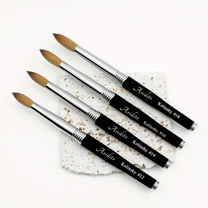 Kolinsky Acrylic Nail Art Brush Round Head 100% Pure Kolinsky Black Metal Handle Professional Manicure Nail Extension Brush Size 12 14 16 18