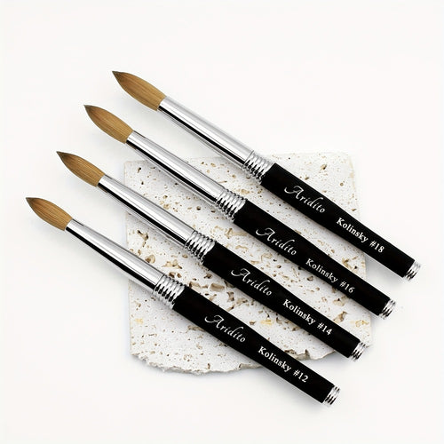 Kolinsky Acrylic Nail Art Brush Round Head 100% Pure Kolinsky Black Metal Handle Professional Manicure Nail Extension Brush Size 12 14 16 18
