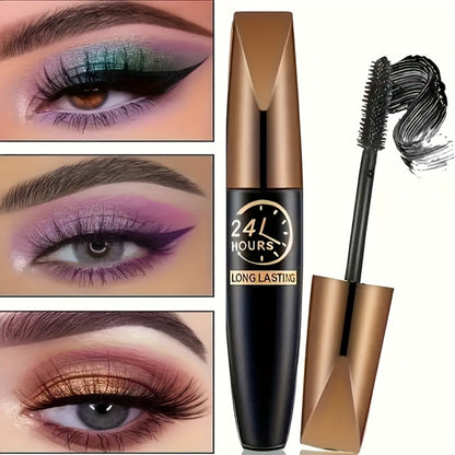 Mascara 8D Fiber Volume & Lengthening Smudge-Proof Waterproof Lash Enhancer, Long-Lasting Black Mascara Set with Eyeliner Pencil, Luxury Beauty Gift for Her