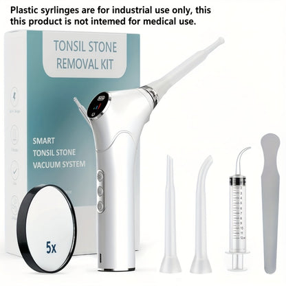 Tonsil Stone Remover Electric Vacuum Kit — Built-In LED Light, 3 Suction Modes, 5X Magnifying Mirror, Oral Irrigator for Effective Tonsil Stone Removal at Home