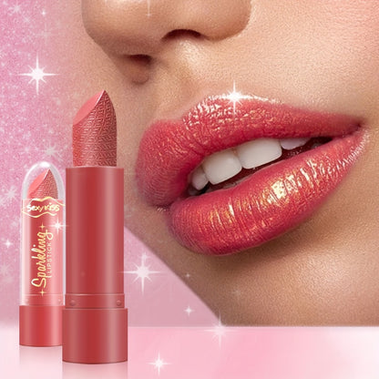 Shimmer Lipstick Set 6PCS in Gift Box - Glossy Shimmering Water-Resistant Long-Lasting Lip Color Assorted Shades for All Skin Tones Buildable Pigment Lipstick Collection for Women