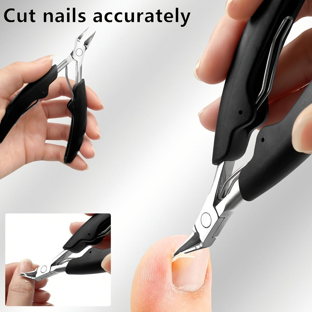 9pcs Stainless Steel Nail Care Set | Suitable for Ingrown and Thick Nails - Heavy-duty Scissors Set with Nail File, Foot File, Cuticle Forceps, and Beauty Tools - Modern Design, Essential for Men, Women, Seniors, Halloween Gifts