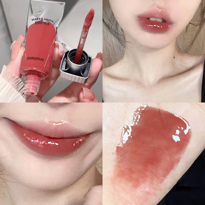 Lip Gloss 5-Pack - Water Glow Essence Jelly Glass Lips, Mirror Shine, Non-Sticky Moisturizing Lip Glaze, Lightweight Luminous Lip Color, Holiday Gift Set