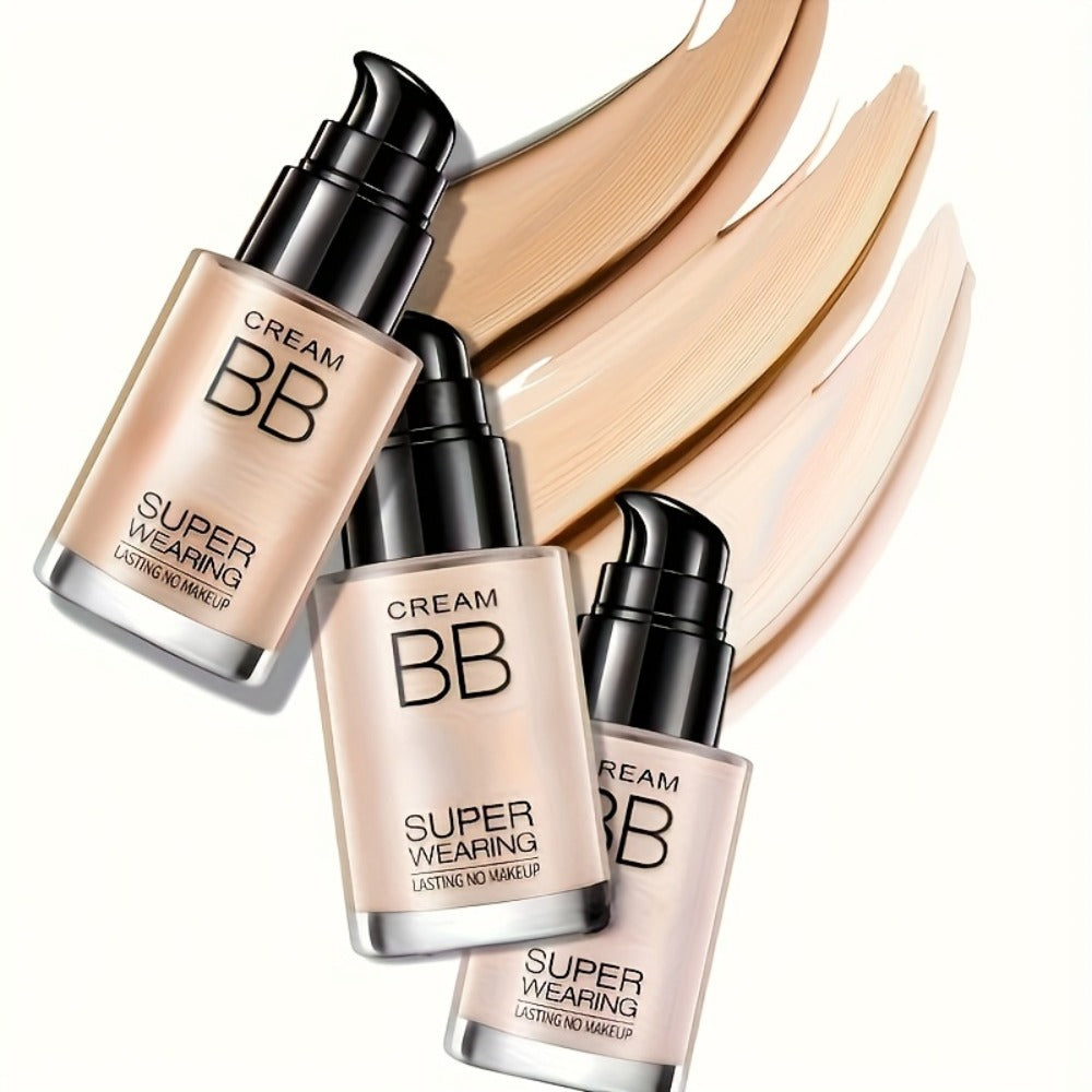 BB Cream Foundation & Luxury Setting Powder Set — Waterproof Matte Oil Control with Brush & Powder Puff, Long-Lasting Smooth Formula, 3 Shades