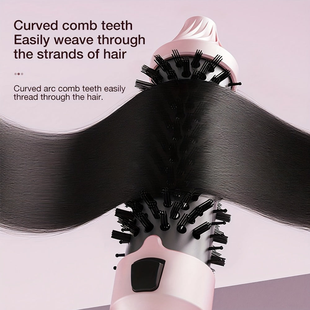 Thermal Air Brush, Straight & Curling 2-in-1 Blowout & Natural Curls, Negative Ion Tech for Frizz-Free, Temp Control & Lightweight for Travel/Gift