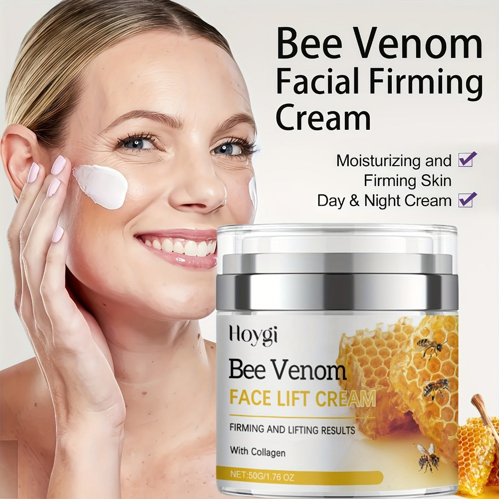 1.69oz Bee Venom Firming & Lifting Cream - Enriched with Hyaluronic Acid And Vitamin E to Deeply Hydrate And Moisturize, Even Skin Tone, Emollient And Radiant, Suitable for All Skin Types, Light Texture, Can Be Applied to The Face And Neck.