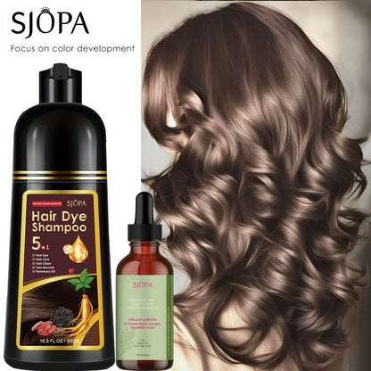 Color Dyeing Shampoo 5-in-1 Instant Hair Color Conditioner 16.9oz - SJOPA Safe Natural No Pungent Smell Unisex Hair Dye Shampoo Serum for Men Women Gift