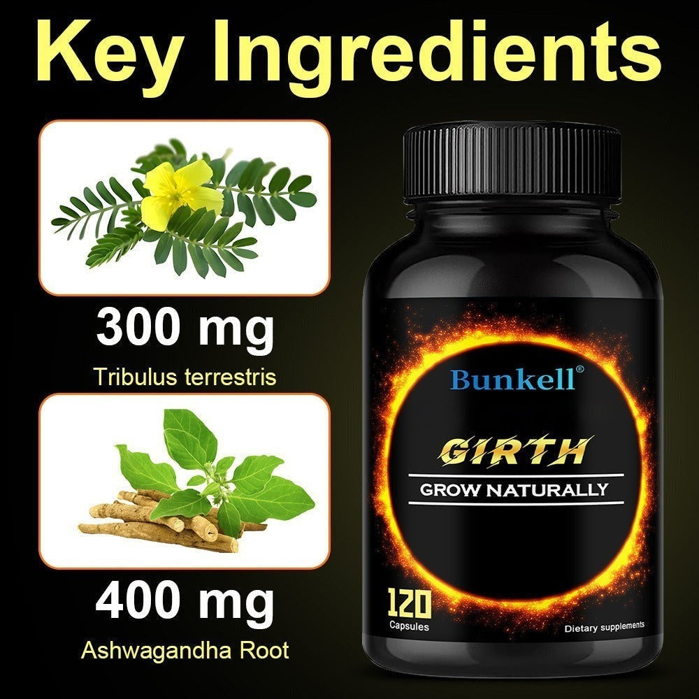 Girth Supplement - Contains Zinc, Sodium, Ashwagandha Root Extract - Supports Daily Use 120 Capsules