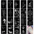 Tattoo Stencil Kit, Reusable Temporary Tattoos Stencils, Airbrush Tattoo Stencil Stickers, Whale Dolphin Cat Deer Wing Crown Creative Cross Moon And Sun Pattern, Tattoos Stencil for Adults And Beach Festivals Parties